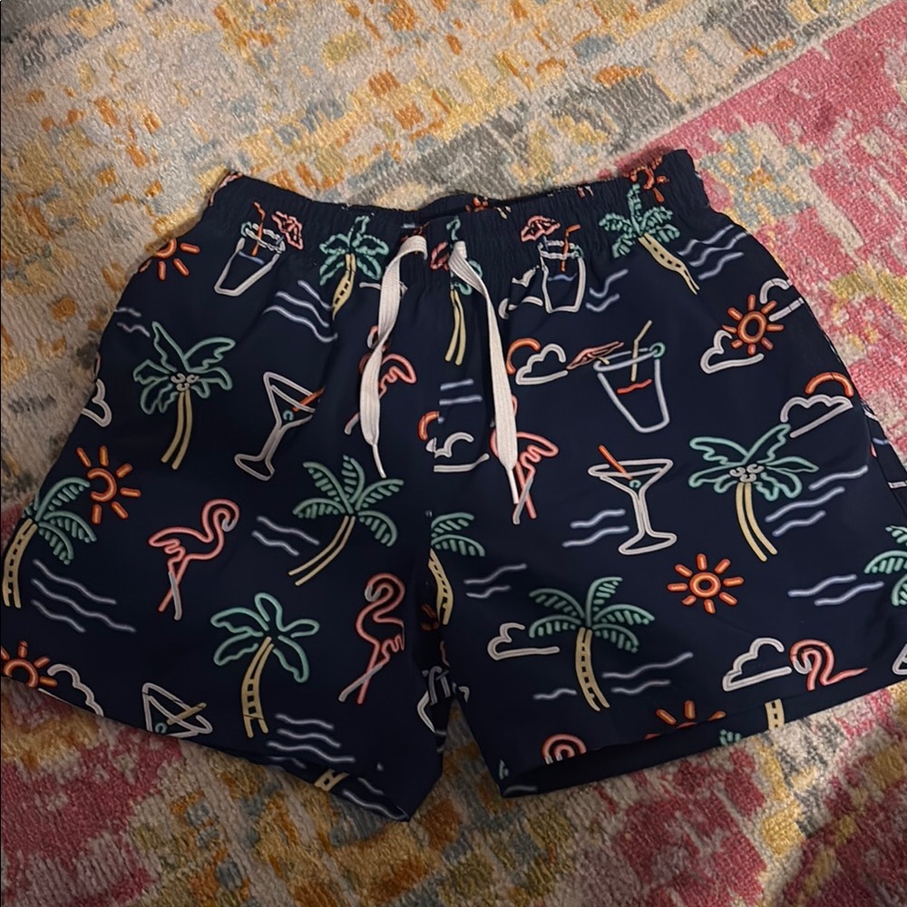 Chubbies Blue Swim Trunks with Artistic Pattern